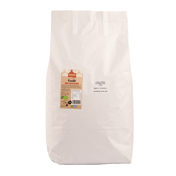 Fusilli, emmer, fullkorn, 5 kg, økologisk, Manna
