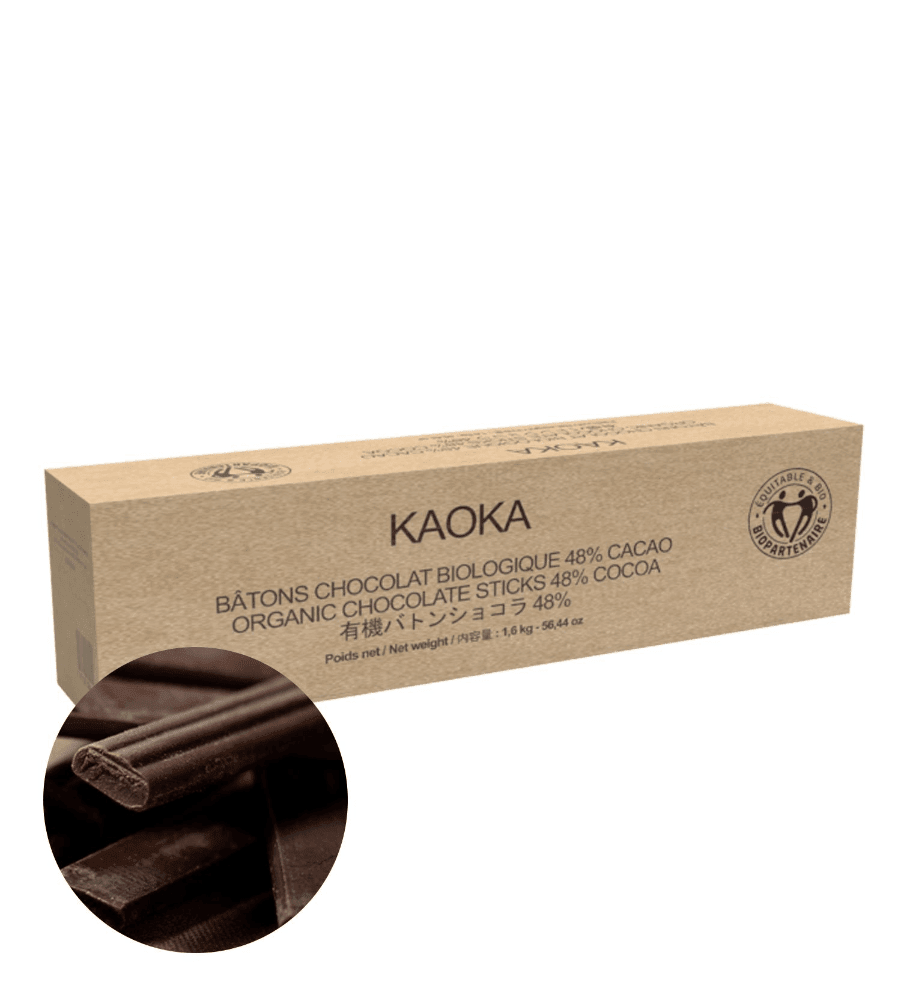 Mørk sjokolade "sticks", 48%, 1,6 kg, økologisk, Kaoka