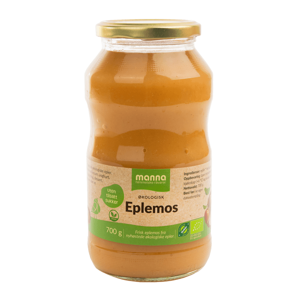 Eplemos u/sukker,700 g, økologisk, Manna