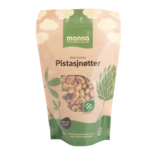 Pistasjnøtter, 200 g, økologisk, Manna