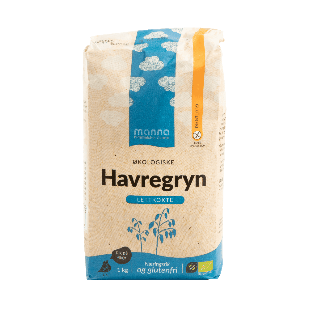 Havregryn, små, glutenfri, 1 kg, økologisk, Manna