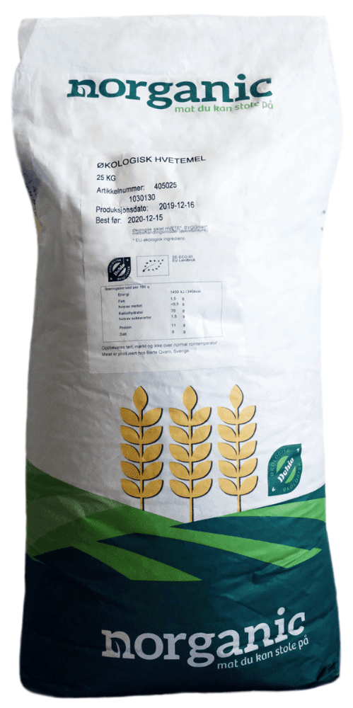 Hvetemel siktet, 25 kg, økologisk