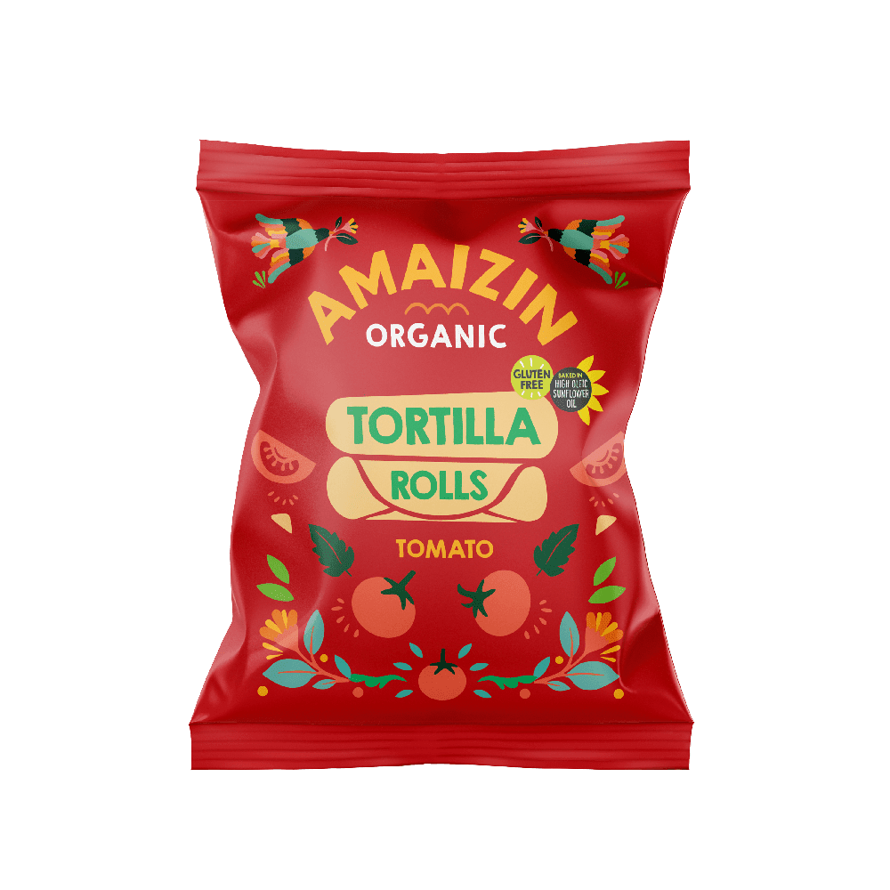 Tortillachips m/tomat, 100 g, økologisk, Amaizin