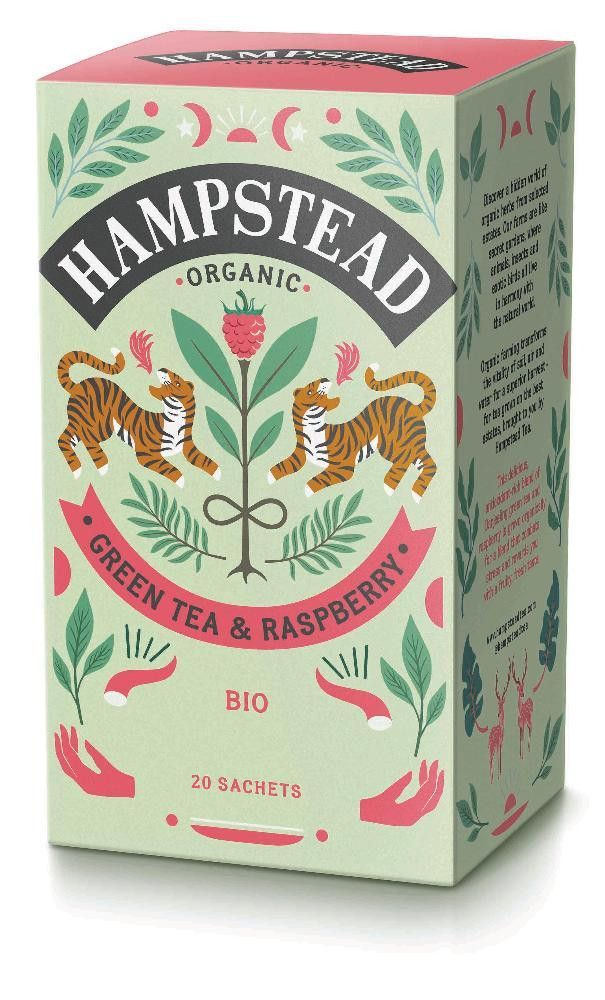 Raspberry Green Tea, 20 poser, økologisk, Hampstead