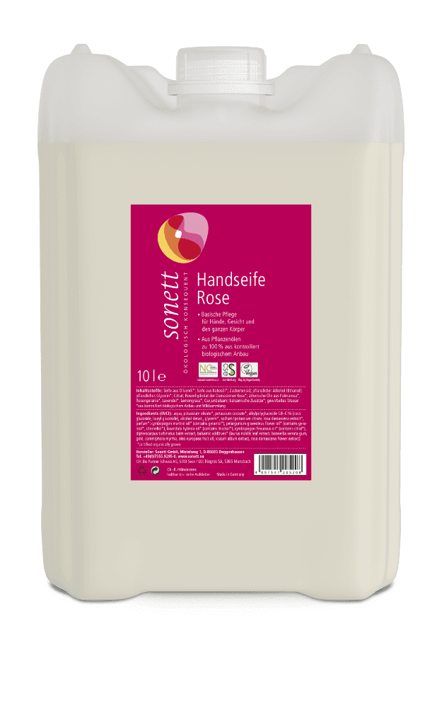 Håndsåpe, rose, refill,10 l, økologisk, Sonett