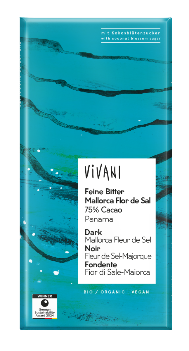 Mørk sjokolade 75% Mallorca Sel,80 g, økologisk,Vivani