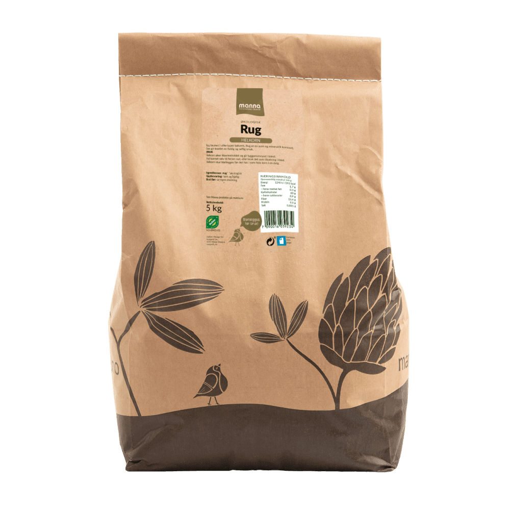 Rug helkorn, 5 kg, økologisk, Manna