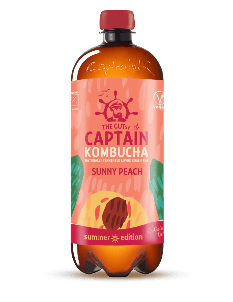 Peach, 1 l, økologisk, Captain Kombucha