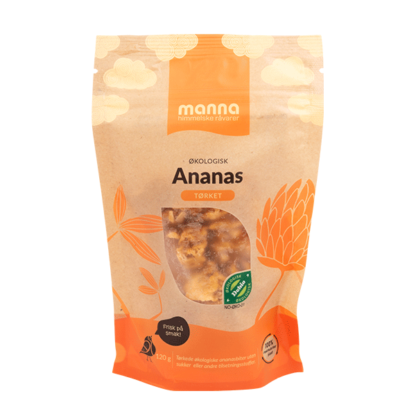 Ananas tørket, 120 g, økologisk, Manna