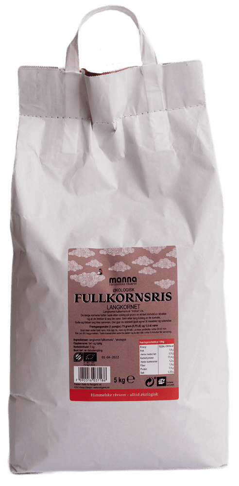 Fullkornsris, langkornet, 5 kg, økologisk, Manna