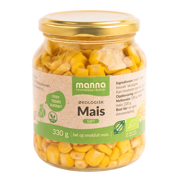 Mais på glass, 330 g, økologisk, Manna