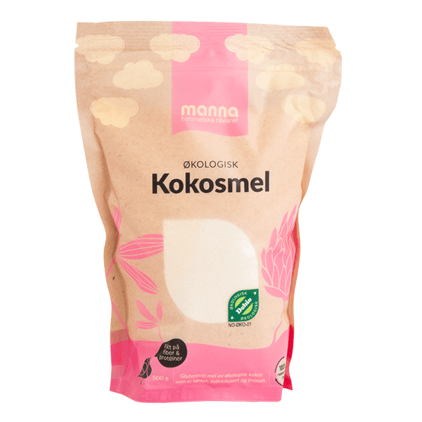 Kokosmel, fettredusert, 500 g, økologisk, Manna