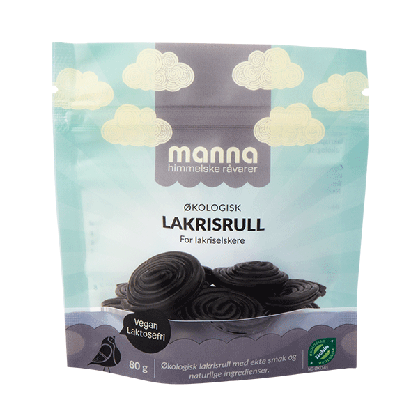 Lakrisrull, 80 g, økologisk, Manna