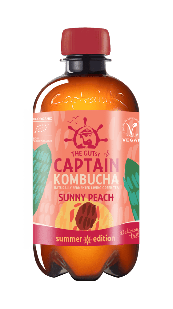 Peach, 400 ml, økologisk, Captain Kombucha