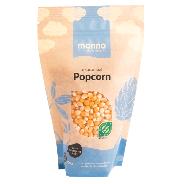 Popcorn, 400 g, økologisk, Manna