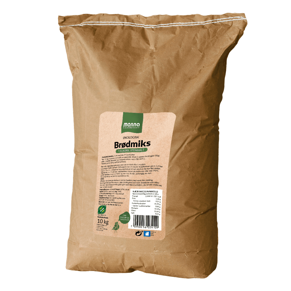 Brødmiks, fullkorn, 10 kg, økologisk, Manna