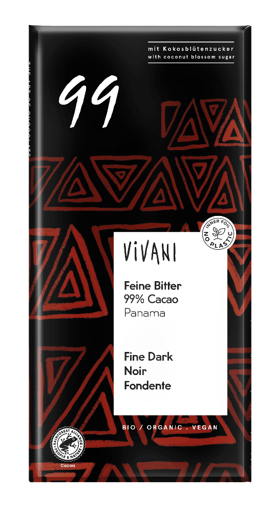 Mørk sjokolade 99% ,80 g, økologisk, Vivani