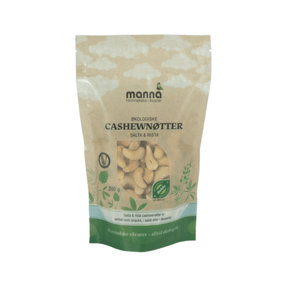 Cashewnøtter, salta & rista, 200g, økologisk, Manna