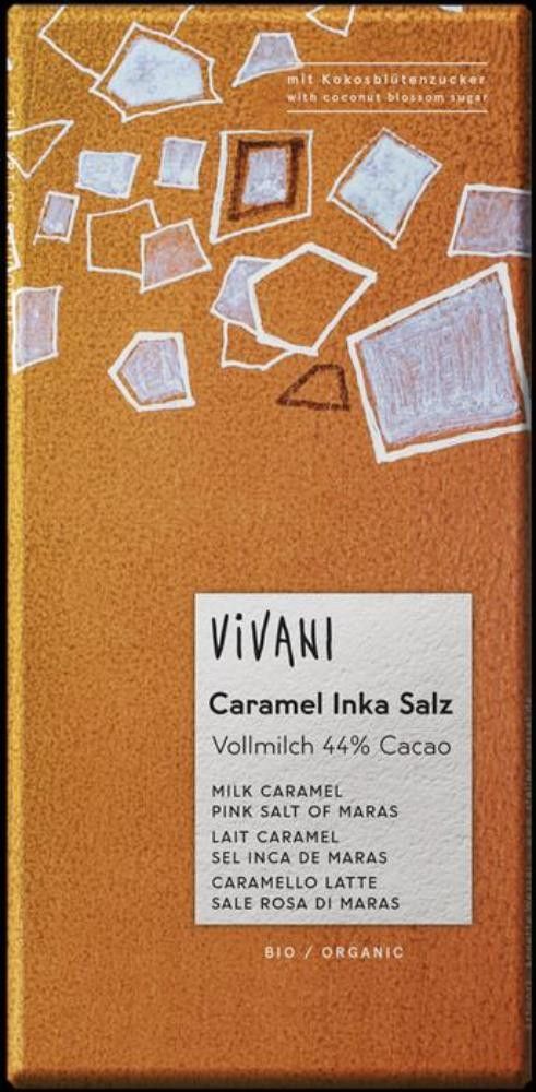 Melkesjokolade Caramel Inka Salz, 80 g, økologisk, Vivani