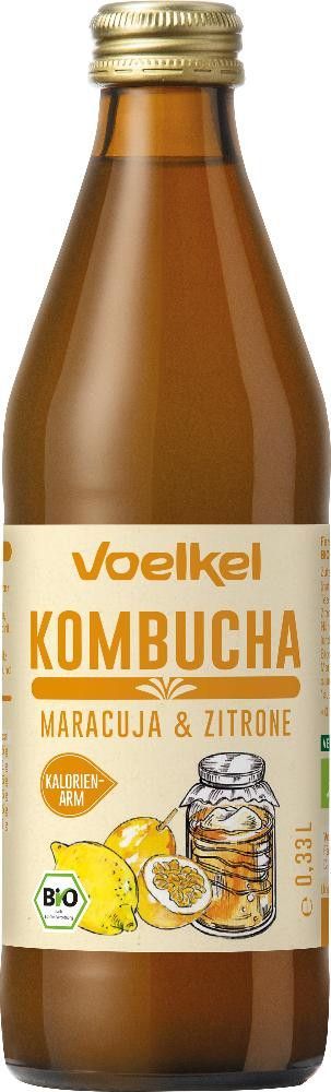 Kombucha pasjonsfrukt, 0,33 l, økologisk, Voelkel