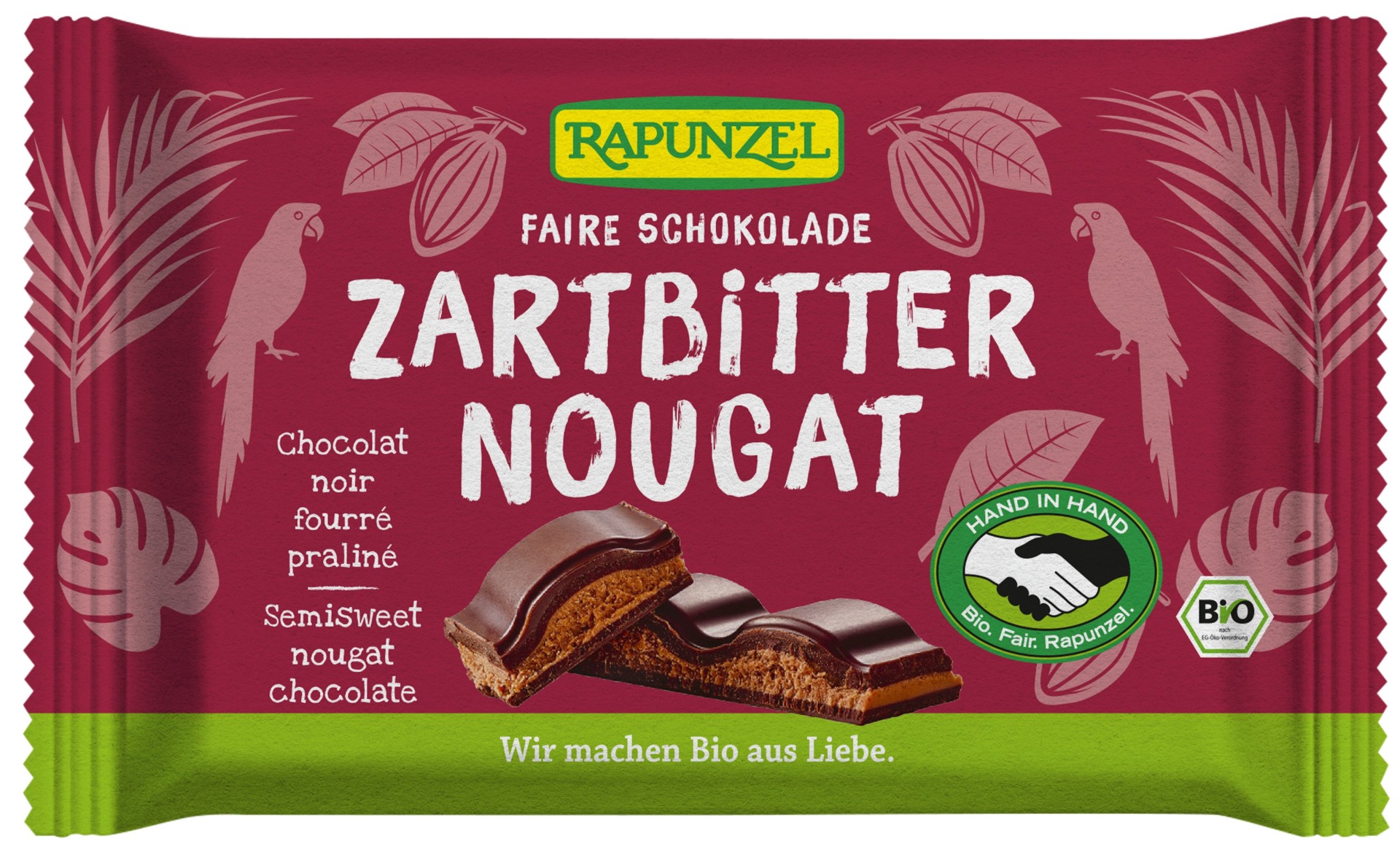 Mørk sjokolade m/nougat,100 g, økologisk, Rapunzel