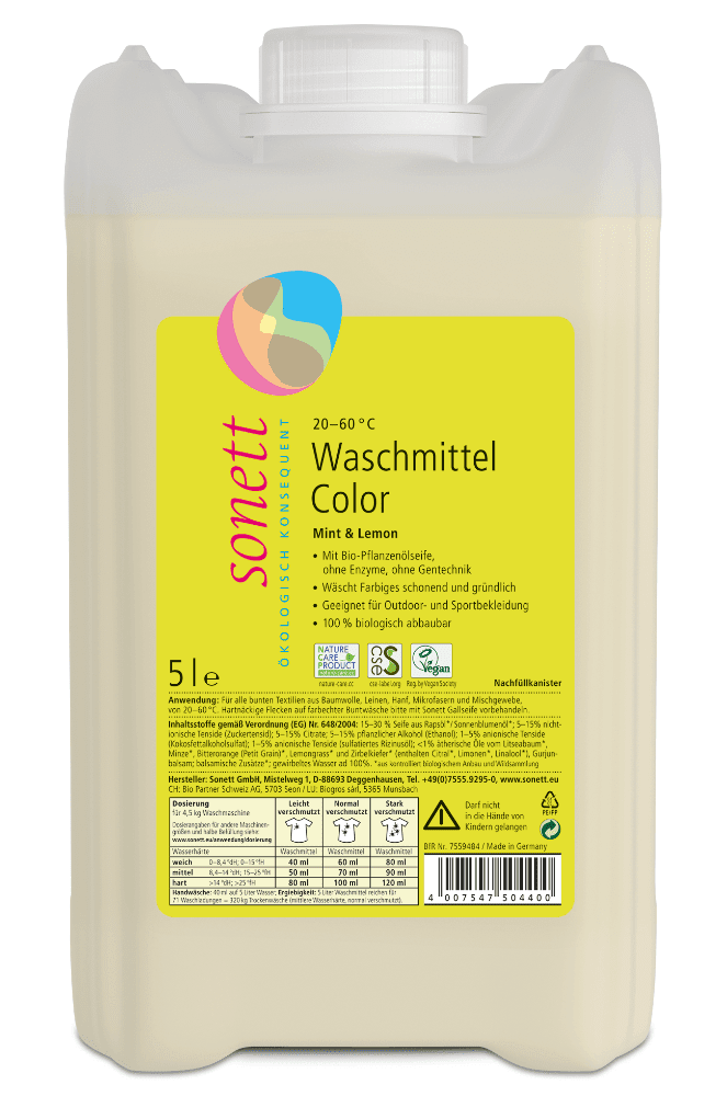 Vaskemiddel, mynte&sitron, 5 l, økologisk, Sonett