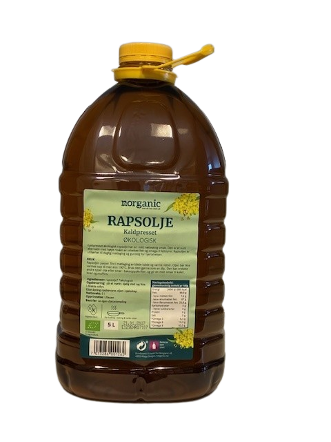 Rapsolje, kaldpresset, 5 l, økologisk