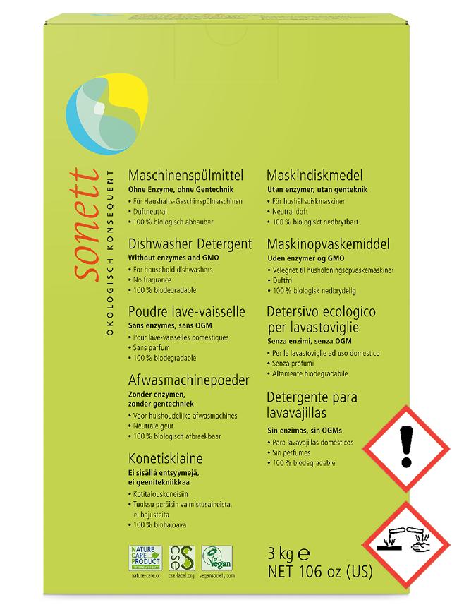 Oppvaskpulver, 3 kg, økologisk, Sonett
