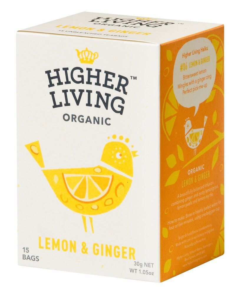 Lemon Ginger, økologisk, 15 poser, Higher Living