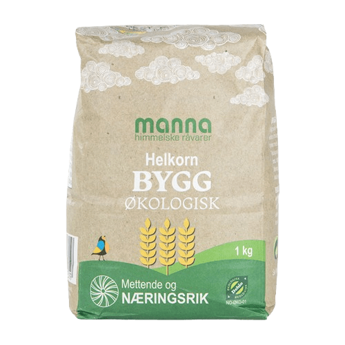 Bygg helkorn, 1 kg, økologisk, Manna
