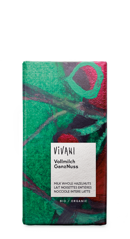 Melkesjokolade hasselnøtter,100g,økologisk, Vivani