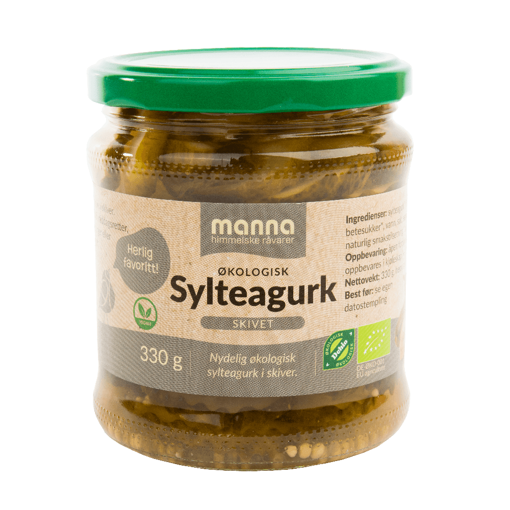 Sylteagurk skivet, 330 g, økologisk, Manna