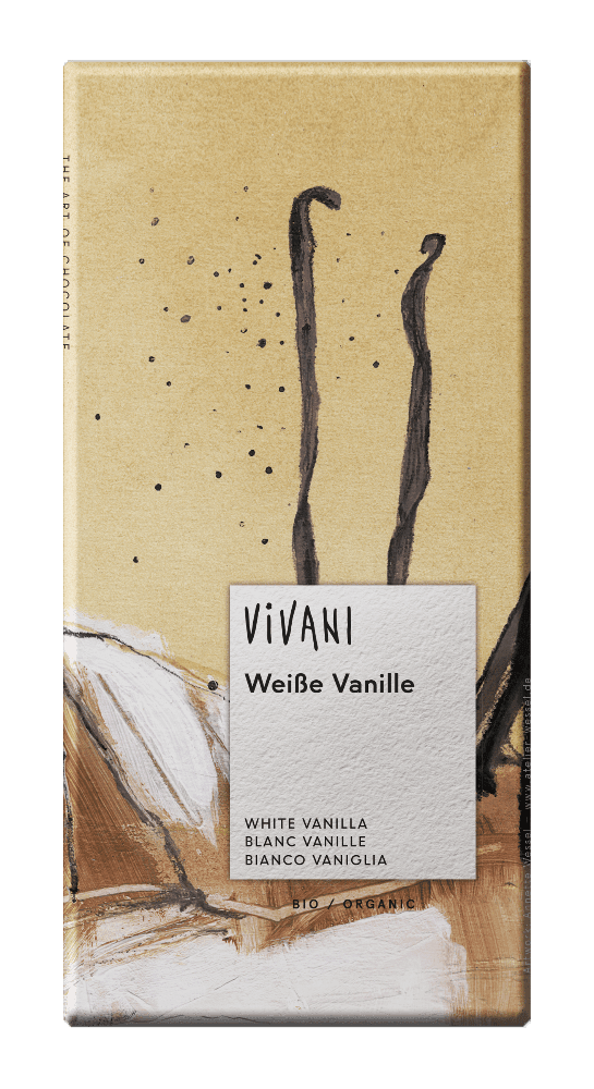 Hvit sjokolade m/vanilje, 80 g, økologisk, Vivani
