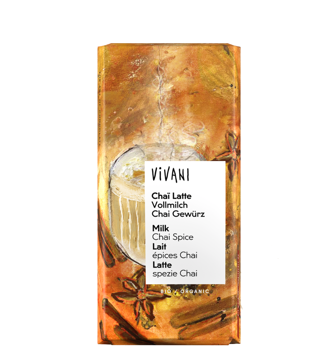 Melkesjokolade Chai Latte, 80 g, økologisk, Vivani