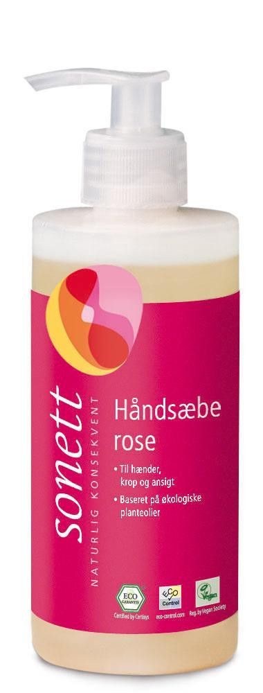 Håndsåpe, rose, 300 ml, økologisk, Sonett