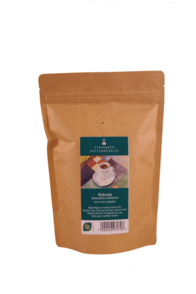 Espressobønner, robusta, 250 g, økologisk