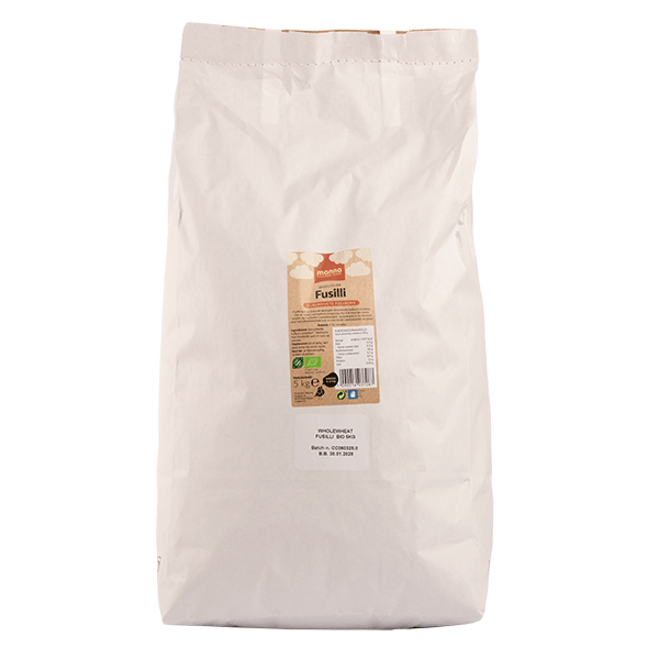 Fusilli, fullkorn, 5 kg, økologisk, Manna