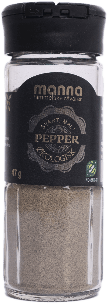 Pepper svart, malt, 47 g, økologisk, Manna