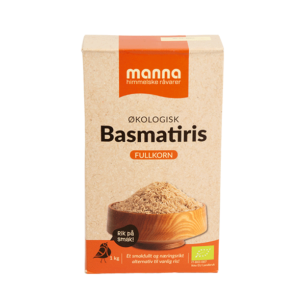 Basmatiris, fullkorn, 1 kg, økologisk, Manna