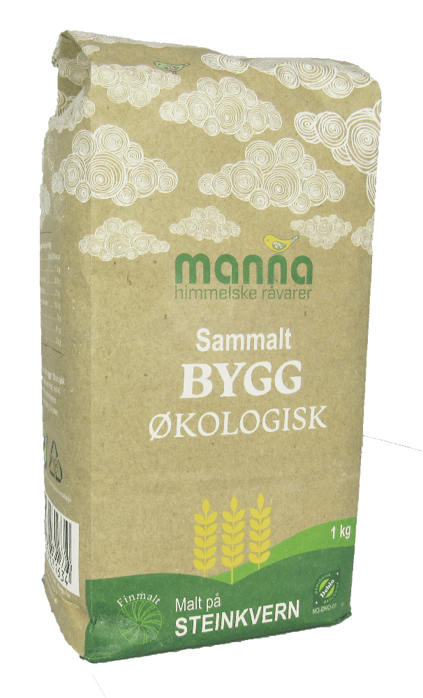 Byggmel, sammalt, 1 kg, økologisk, Manna