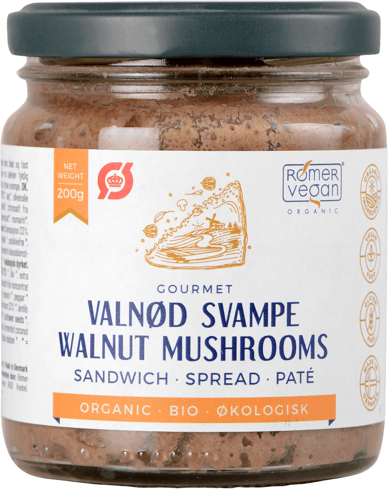 Pålegg, valnøtt & sjampinjong, 200 g, økologisk, Rømer Vegan