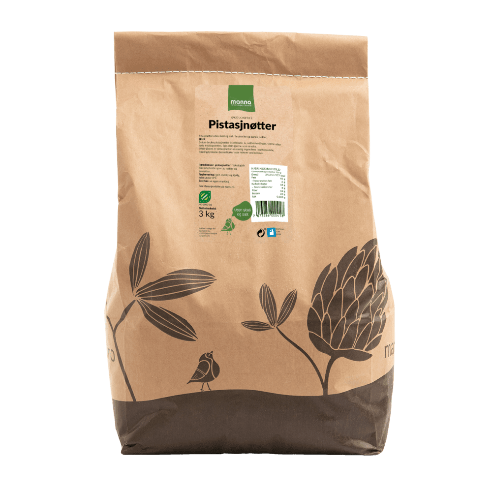 Pistasjnøtter, 3 kg, økologisk, Manna