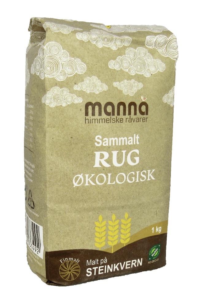 Rugmel sammalt, 1 kg, økologisk, Manna
