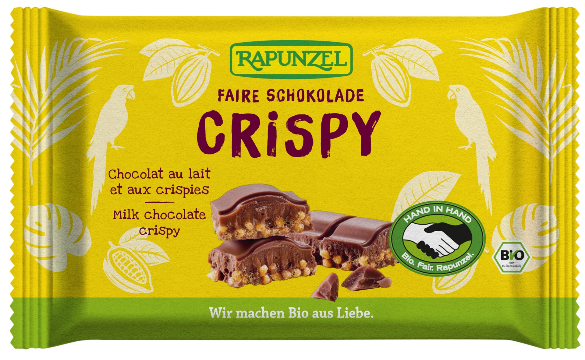Melkesjokolade m/crisp, 100 g, økologisk, Rapunzel