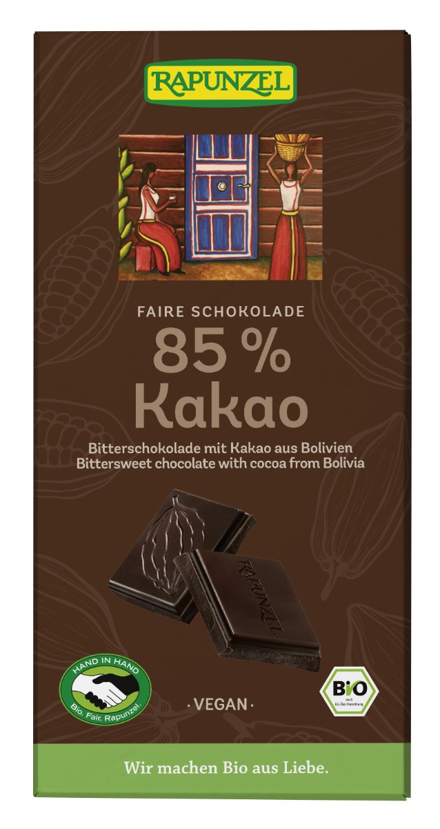 Mørk sjokolade, 85%, 80 g, økologisk, Rapunzel