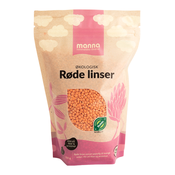 Røde linser, 700 g, økologisk, Manna