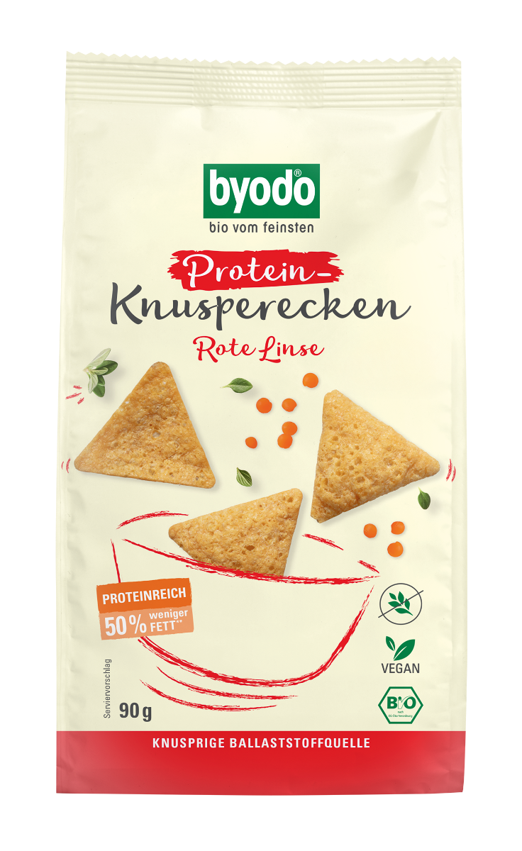 Proteinchips, røde linser, 90 g, økologisk, Byodo