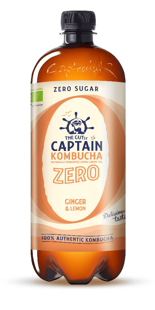 Ginger Lemon Zero, 1l, økologisk, Captain Kombucha