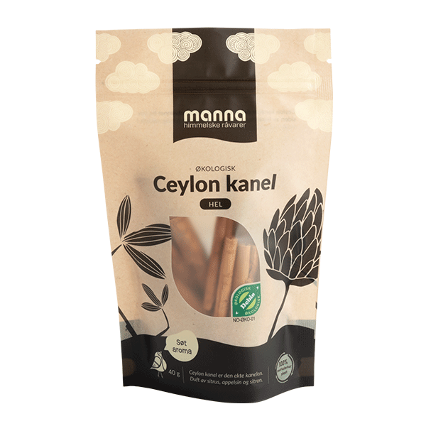 Kanel, hel, Ceylon, 40 g, økologisk, Manna