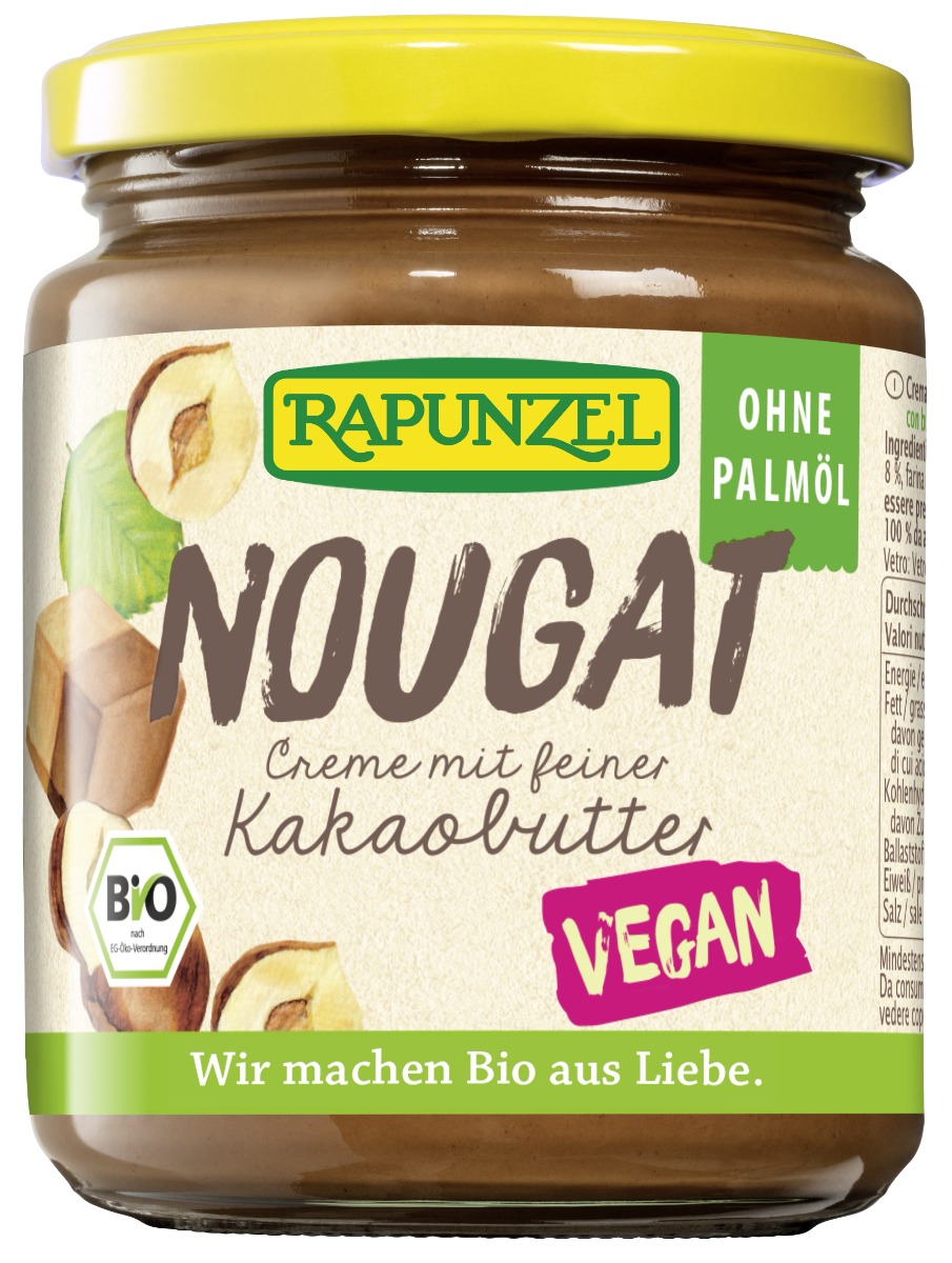 Nugattpålegg vegan, 250 g, økologisk, Rapunzel
